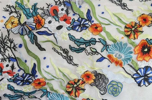 Tessuto pizzo tulle - , floreale