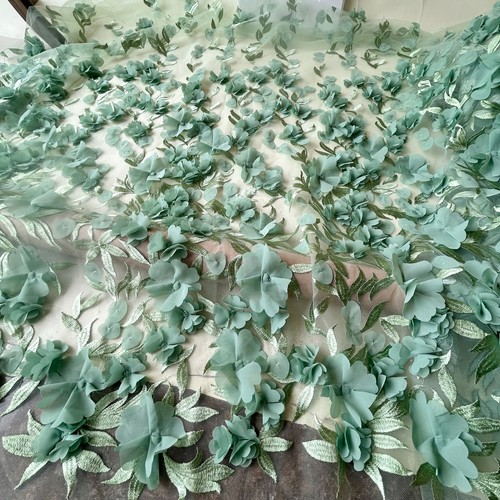 Tessuto pizzo foglie verdi - , 3d