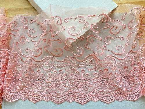 Bordo pizzo tulle rosa - pizzo,